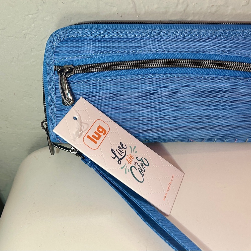 Lug Straddle Blue Wallet with Striped Interior - Picture 2 of 4